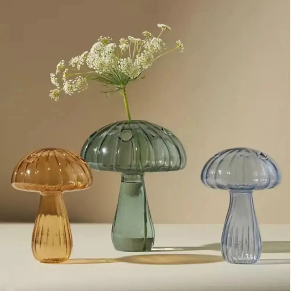 Vase en Verre Transparent Champignon
