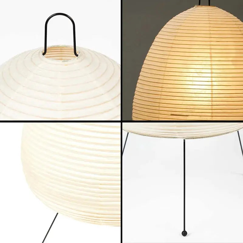 Lampadaire Tripode en Papier de Riz Japonais