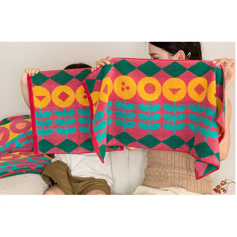 Serviette de Bain à Carreaux Nordique