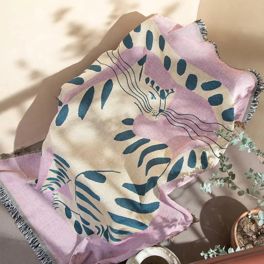 Plaid Tapisserie Chat Rose