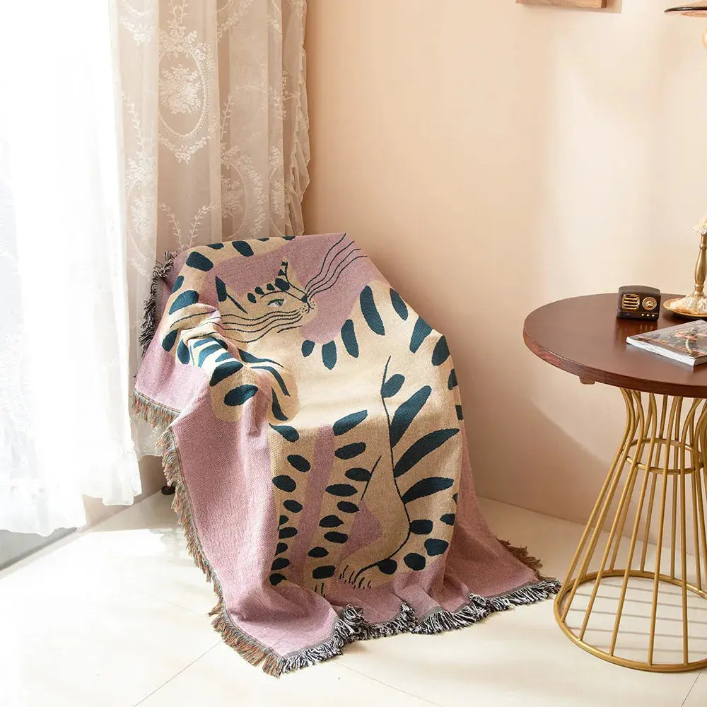 Plaid Tapisserie Chat Rose