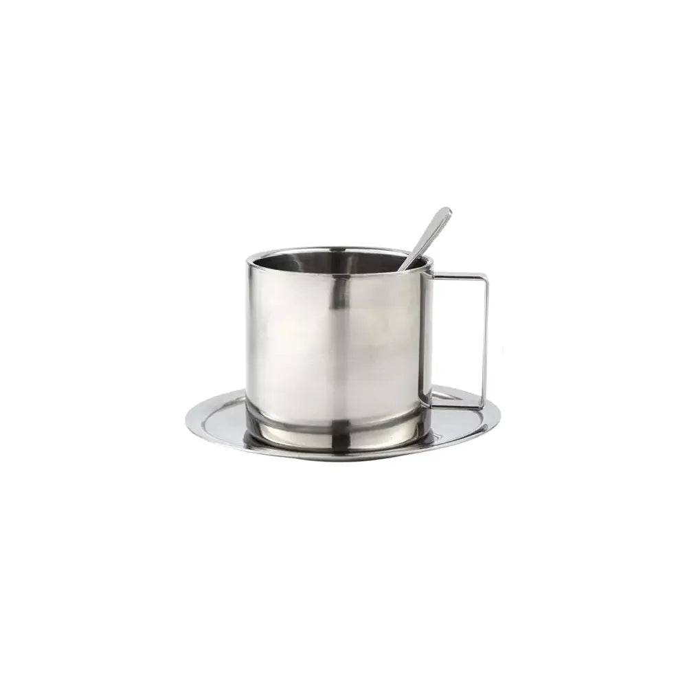 Tasse et Soucoupe en Acier Inoxydable