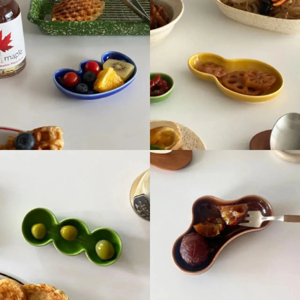 Assiette en Céramique à Fleurs Irregulière