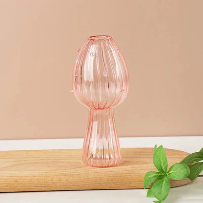 Vase en Verre Transparent Champignon