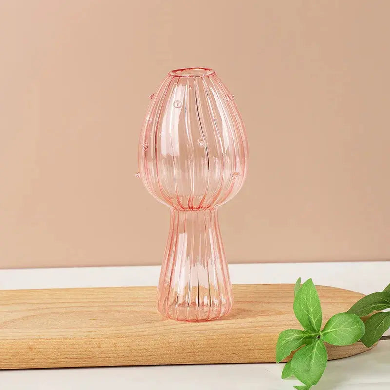Vase en Verre Transparent Champignon
