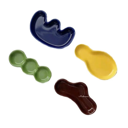 Assiette en Céramique à Fleurs Irregulière