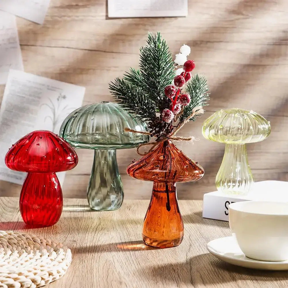 Vase en Verre Transparent Champignon
